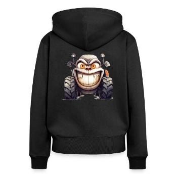 Traktor zeigt seinen Zorn - Frauen Premium Bio Zip Hoodie - Schwarz - Hinten - Julia (174cm)