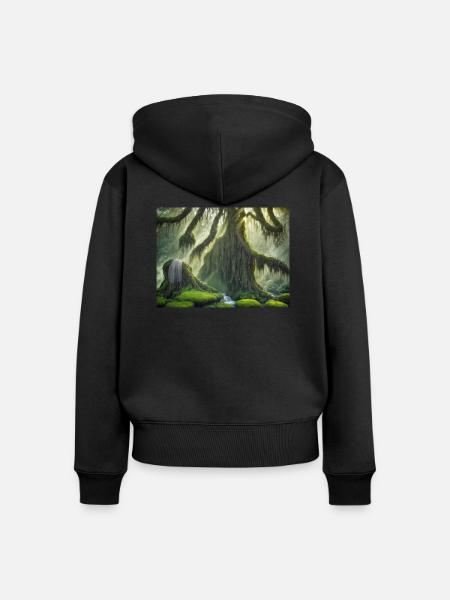 Flüsternde Bäume - Frauen Premium Bio Zip Hoodie - Schwarz