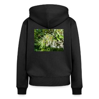 Traveller's Joy Clematis vitalba - Frauen Premium Bio Zip Hoodie - Schwarz - Hinten - Julia (174cm)