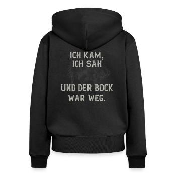 Kein Bock - Frauen Premium Bio Zip Hoodie - Schwarz - Hinten - Julia (174cm)