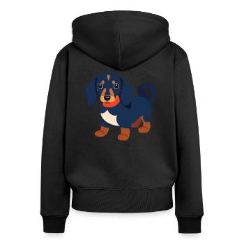 Dackel Welpe schwarz Dachshund - Frauen Premium Bio Zip Hoodie - Schwarz - Hinten - Julia (174cm)