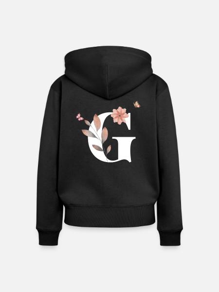 Buchstabe g Wildblumen Aquarelle - Frauen Premium Bio Zip Hoodie - Schwarz