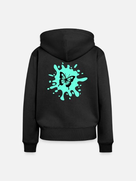 Schmetterling Farbklecks - Frauen Premium Bio Zip Hoodie - Schwarz