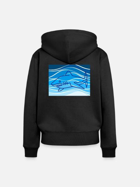 Haifisch - Frauen Premium Bio Zip Hoodie - Schwarz