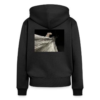 Pure Wood - Frauen Premium Bio Zip Hoodie - Schwarz - Hinten - Julia (174cm)