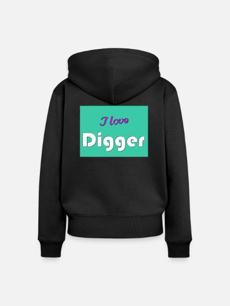 I love Digger - Frauen Premium Bio Zip Hoodie - Schwarz