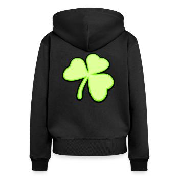 Shamrock Three Leaves Lucky Symbol Green Plant - Women's Premium Organic Zip Hoodie - black - Back - Julia (174cm)