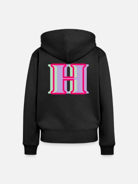 Mehrfarbiger Buchstabe h - Frauen Premium Bio Zip Hoodie - Schwarz