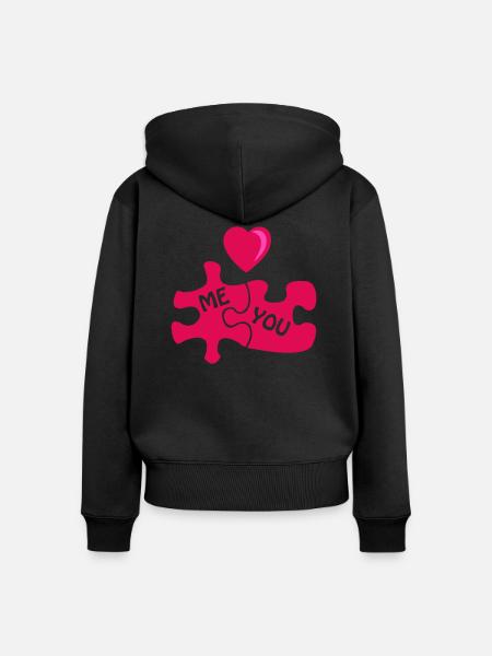 puzzle love - Frauen Premium Bio Zip Hoodie - Schwarz