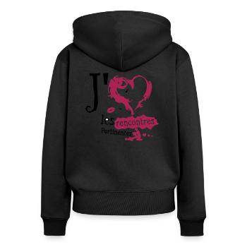 aime love rencontres pertinentes sexe humour - Sweat à capuche zippé Premium bio Femme - noir - Dos - Julia (174cm)
