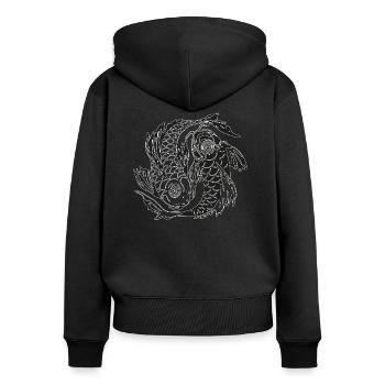 yin yang noir sage k avec combo yoga - Sweat à capuche zippé Premium bio Femme - noir - Dos - Julia (174cm)