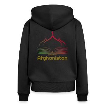 Prayers for Afghanistan. Afghan Solidarity - Women's Premium Organic Zip Hoodie - black - Back - Julia (174cm)