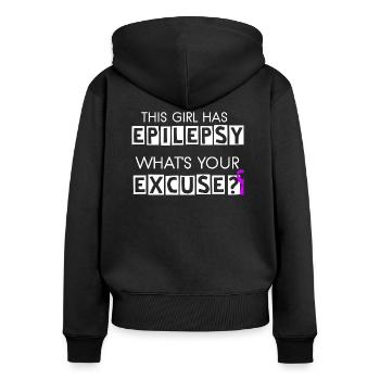 This Girl Has Epilepsy - Women's Premium Organic Zip Hoodie - black - Back - Julia (174cm)