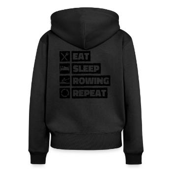 Mangez dormir ramer Répétez. Aviron Pagayage - Sweat à capuche zippé Premium bio Femme - noir - Dos - Julia (174cm)