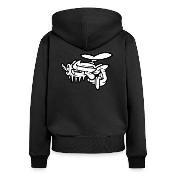 funny guy - Frauen Premium Bio Zip Hoodie - Schwarz - Hinten - Julia (174cm)