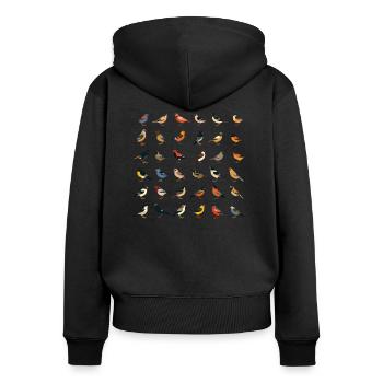 Oiseaux - Sweat à capuche zippé Premium bio Femme - noir - Dos - Julia (174cm)