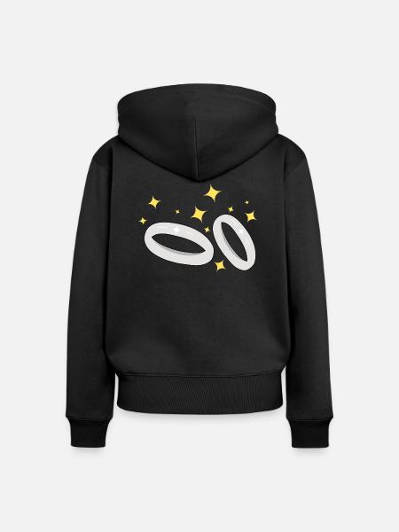Trauringe zur Verlobung - Frauen Premium Bio Zip Hoodie - Schwarz