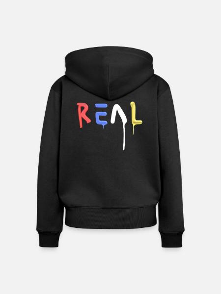 Real - Frauen Premium Bio Zip Hoodie - Schwarz