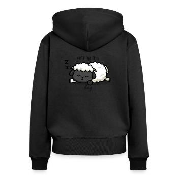 Frapper le foin - Sweat à capuche zippé Premium bio Femme - noir - Dos - Julia (174cm)