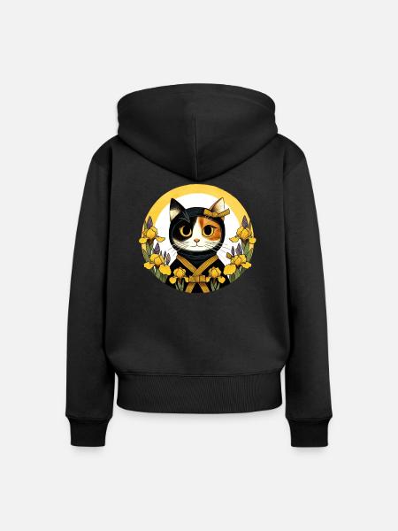 Ninja-Katze - Frauen Premium Bio Zip Hoodie - Schwarz