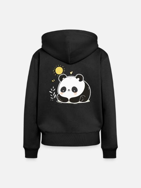 Marko der Panda: Niedlichkeit entfesselt - Frauen Premium Bio Zip Hoodie - Schwarz