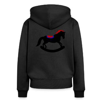 rocking horse - Frauen Premium Bio Zip Hoodie - Schwarz - Hinten - Julia (174cm)