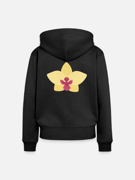 Gelbe Orchidee - Frauen Premium Bio Zip Hoodie - Schwarz