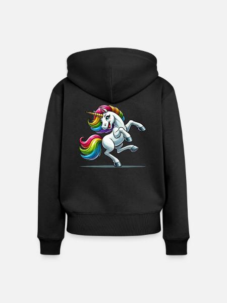 Unicorn - Frauen Premium Bio Zip Hoodie - Schwarz