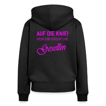 À genoux! Devant vous se tient le compagnon - Sweat à capuche zippé Premium bio Femme - noir - Dos - Julia (174cm)