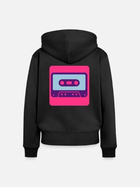 Retro cassette - Frauen Premium Bio Zip Hoodie - Schwarz