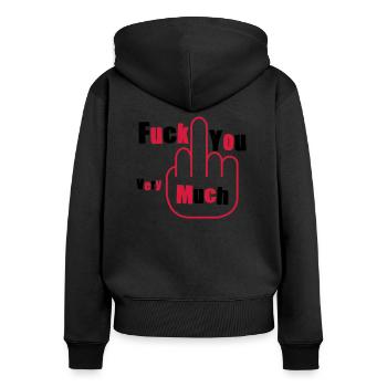 funny,fuck you - Women's Premium Organic Zip Hoodie - black - Back - Julia (174cm)