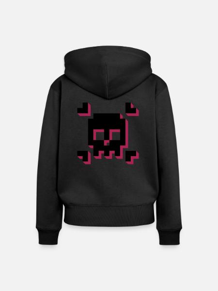 pxl_Skull - Frauen Premium Bio Zip Hoodie - Schwarz