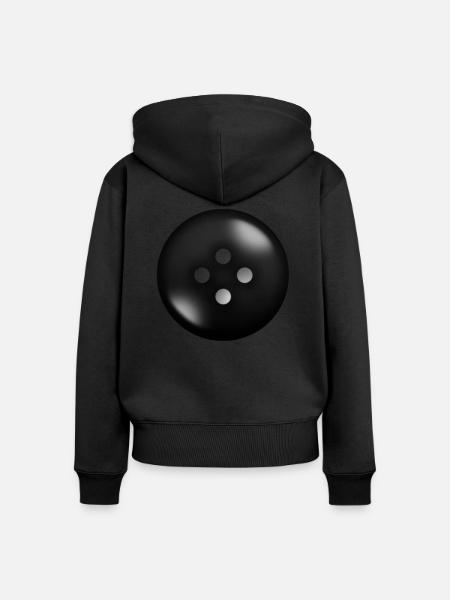 schwarzer Knopf - Frauen Premium Bio Zip Hoodie - Schwarz