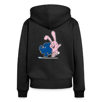 Elefant und Hase hüpfen - Frauen Premium Bio Zip Hoodie - Schwarz - Hinten - Julia (174cm)