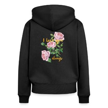 I love you- ALWAYS -Ich liebe dich- immer - Frauen Premium Bio Zip Hoodie - Schwarz - Hinten - Julia (174cm)