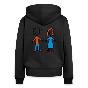 couple - Women's Premium Organic Zip Hoodie - black - Back - Julia (174cm)