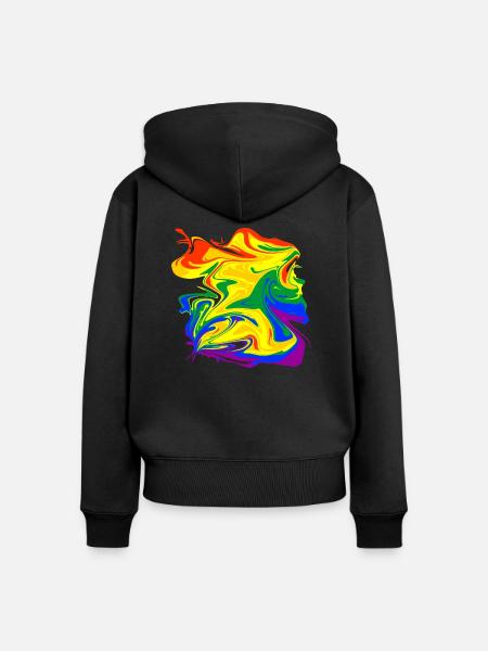 rainbow mess - Frauen Premium Bio Zip Hoodie - Schwarz