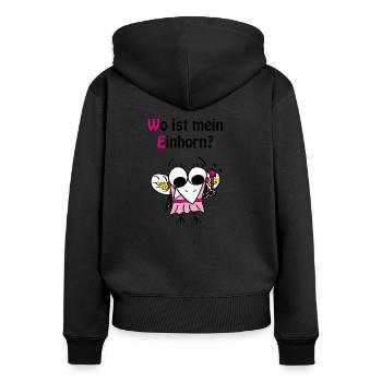 Feen-Rabe - Frauen Premium Bio Zip Hoodie - Schwarz - Hinten - Julia (174cm)