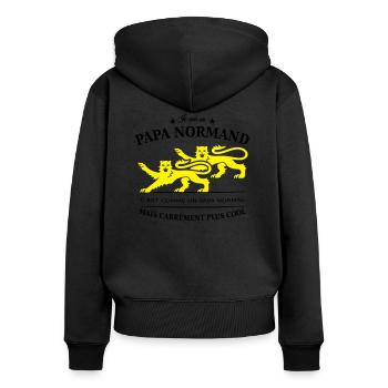 papa normand guepar or - Sweat à capuche zippé Premium bio Femme - noir - Dos - Julia (174cm)