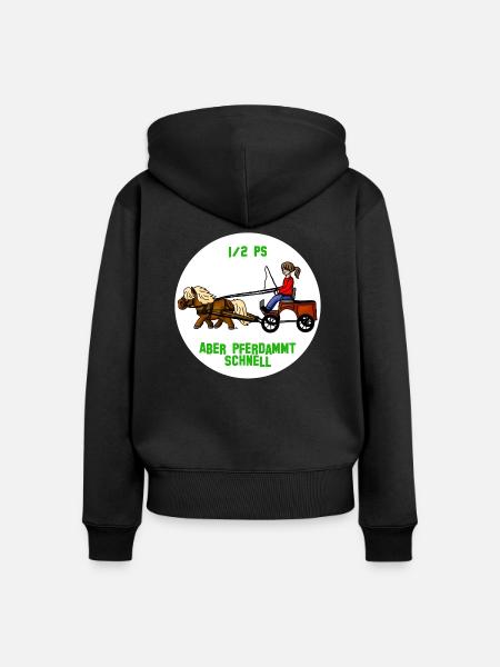 Pferdammt schnell - Frauen Premium Bio Zip Hoodie - Schwarz