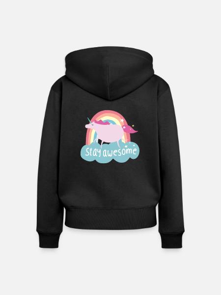Unicorn - Frauen Premium Bio Zip Hoodie - Schwarz