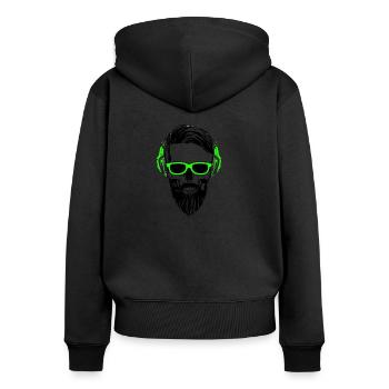 Skull Brille Music - Frauen Premium Bio Zip Hoodie - Schwarz - Hinten - Julia (174cm)