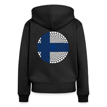 Finlande Finlande Suomi Love Heart Mandala - Sweat à capuche zippé Premium bio Femme - noir - Dos - Julia (174cm)