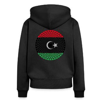 Libya Libyen ليبيا Love HERZ Mandala - Frauen Premium Bio Zip Hoodie - Schwarz - Hinten - Julia (174cm)