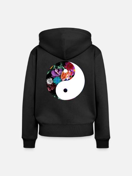 Natural yin-yang - Frauen Premium Bio Zip Hoodie - Schwarz