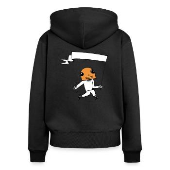 Halloween - Frauen Premium Bio Zip Hoodie - Schwarz - Hinten - Julia (174cm)