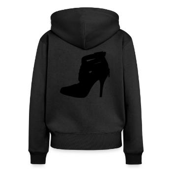 high heel - Frauen Premium Bio Zip Hoodie - Schwarz - Hinten - Julia (174cm)