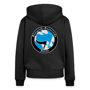 Königlich Bayerische Antifa - Frauen Premium Bio Zip Hoodie - Schwarz - Hinten - Julia (174cm)