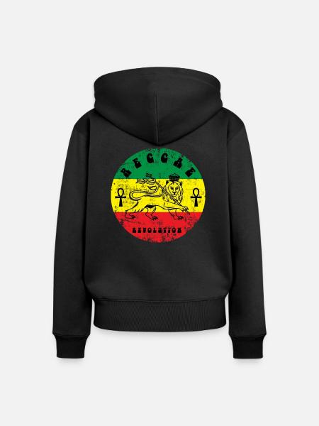 Reggae - Frauen Premium Bio Zip Hoodie - Schwarz
