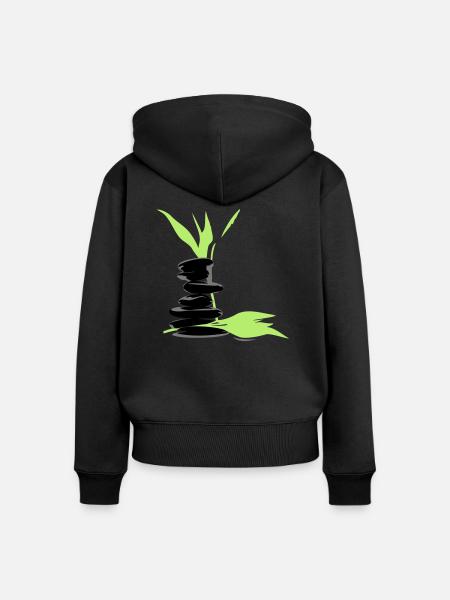 Wellness - Frauen Premium Bio Zip Hoodie - Schwarz